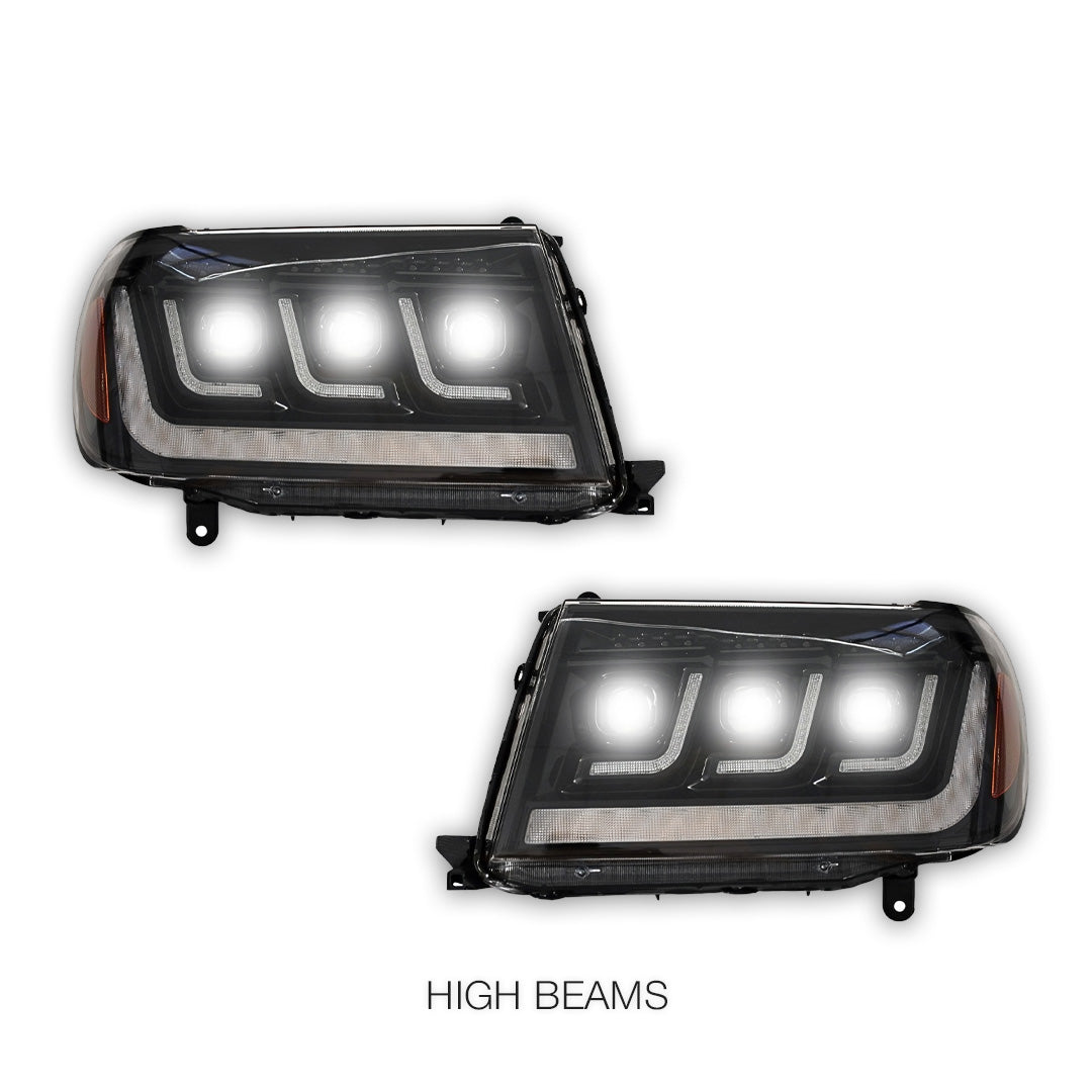 Toyota LandCruiser 100 Series (1998 - 2007) Full LED Triple Lens DRL Projector Headlights LH + RH