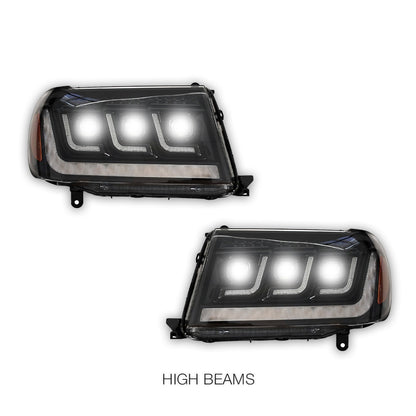 Toyota LandCruiser 100 Series (1998 - 2007) Full LED Triple Lens DRL Projector Headlights LH + RH