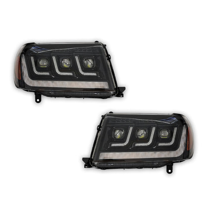 Toyota LandCruiser 100 Series (1998 - 2007) Full LED Triple Lens DRL Projector Headlights LH + RH