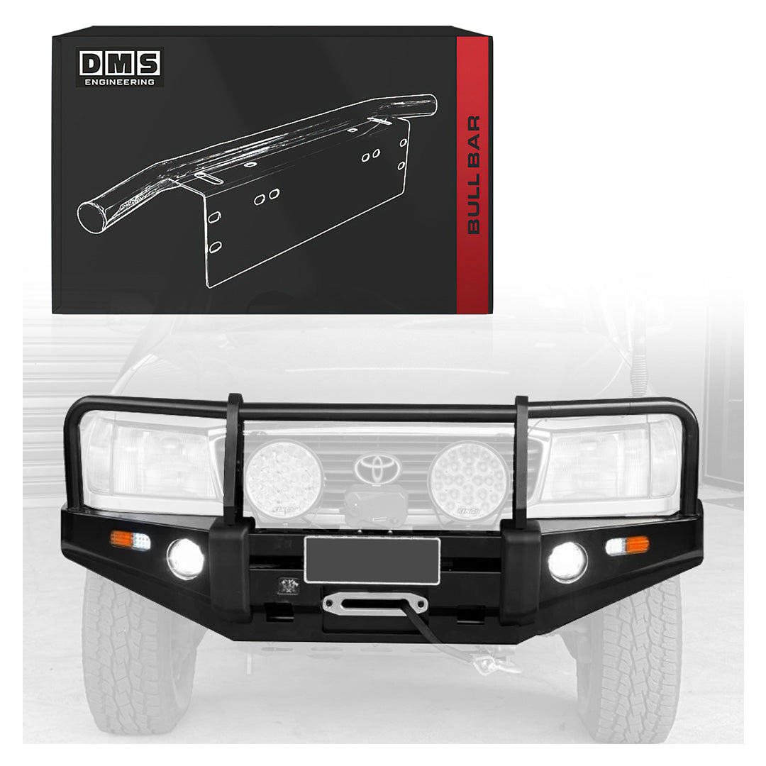 DMS Toyota LandCruiser 100 Series (1998 - 2007) Triple Hoop Steel Bull Bar + LED Lights ADR Compliant