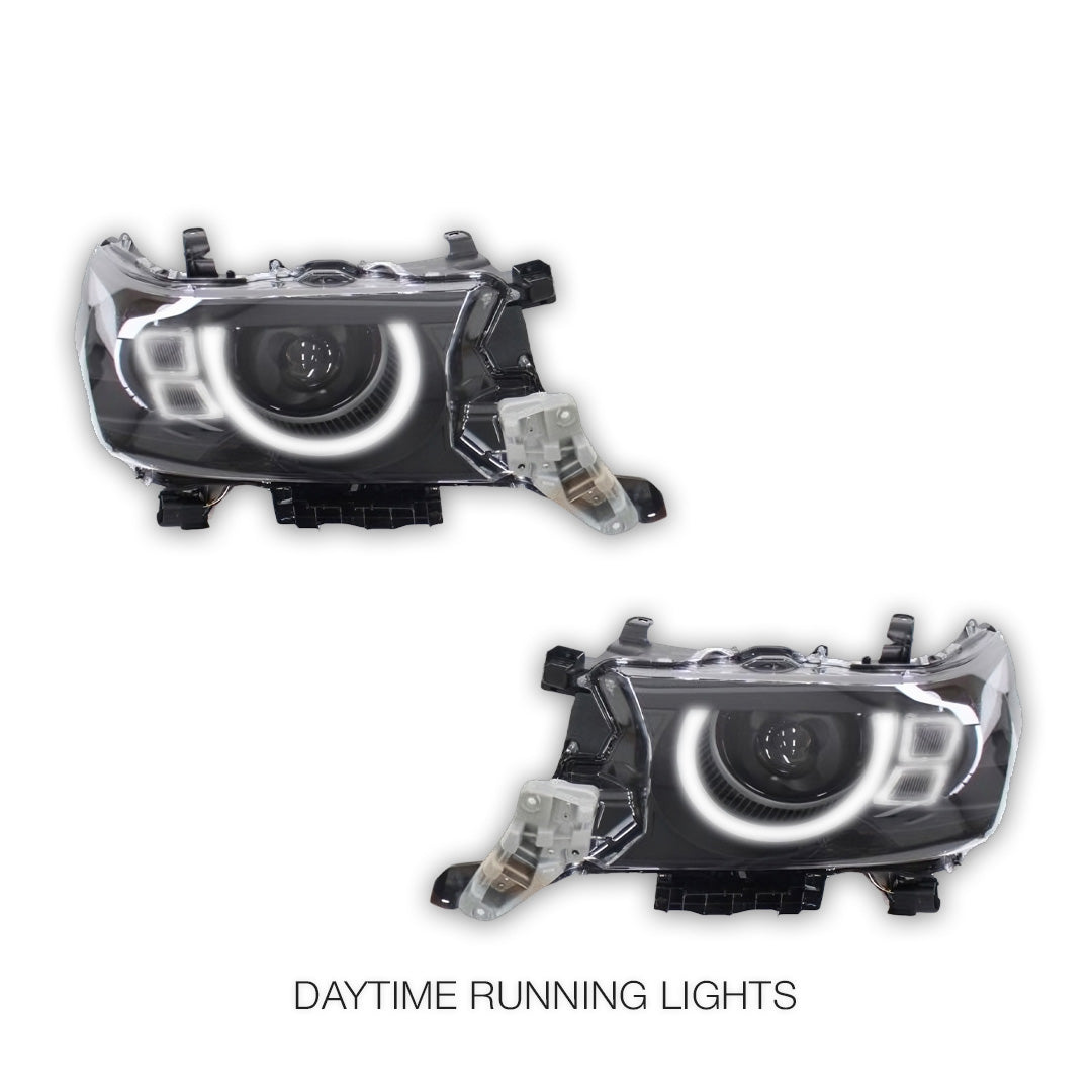 Toyota LandCruiser 200 Series Facelift (2016 - 2021) Angel Eyes LED DRL Headlights LH + RH