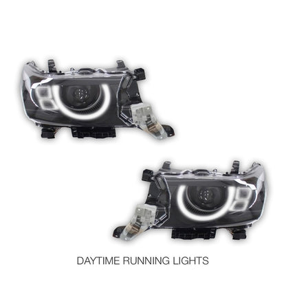 Toyota LandCruiser 200 Series Facelift (2016 - 2021) Angel Eyes LED DRL Headlights LH + RH