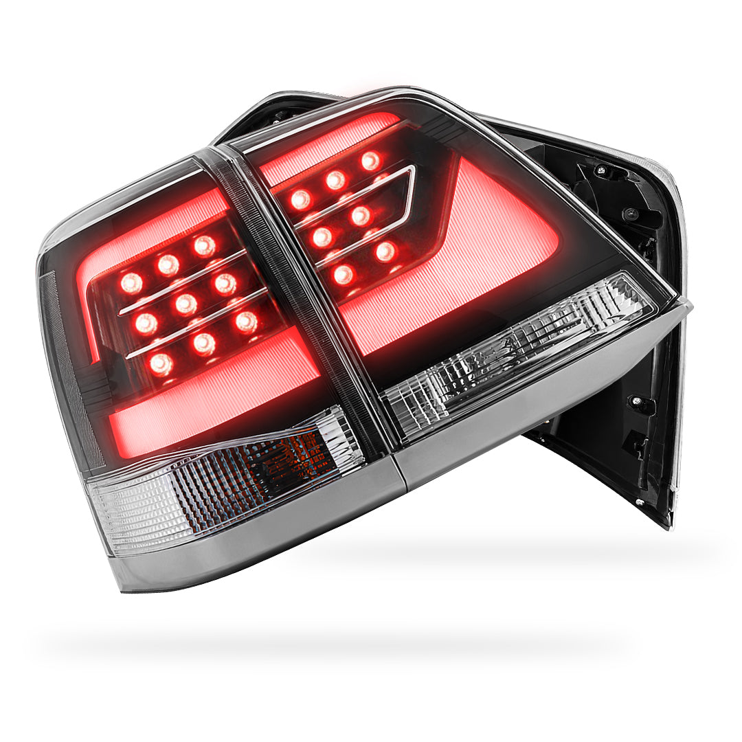 Toyota LandCruiser 200 Series (2008 - 2015) Sequential Black Clear LED Tail Lights LH + RH