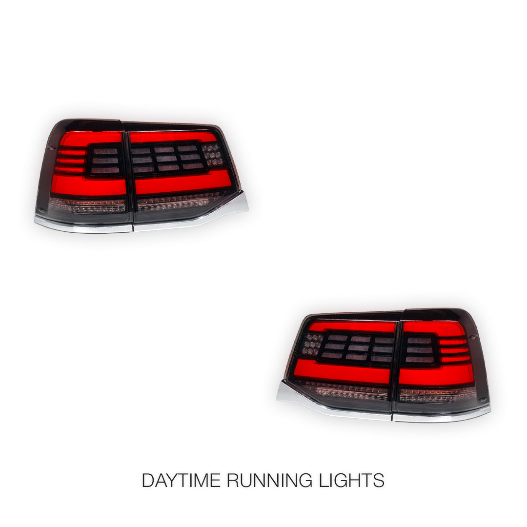 Toyota LandCruiser 200 Series (2015 - 2020) Sequential Black Full LED Tail Lights LH + RH