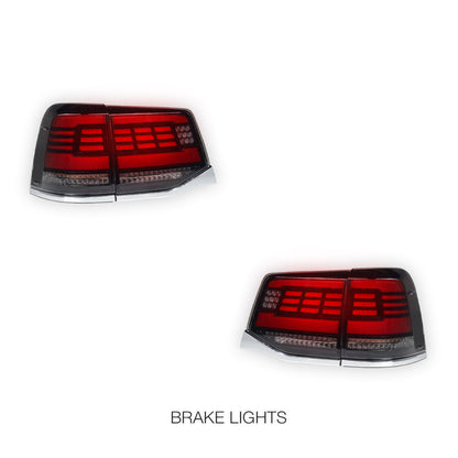 Toyota LandCruiser 200 Series (2015 - 2020) Sequential Black Full LED Tail Lights LH + RH