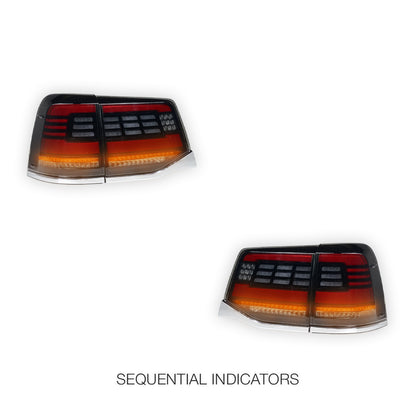 Toyota LandCruiser 200 Series (2015 - 2020) Sequential Black Full LED Tail Lights LH + RH
