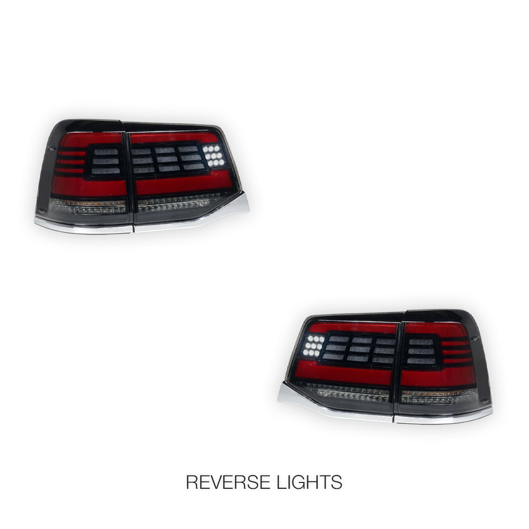 Toyota LandCruiser 200 Series (2015 - 2020) Sequential Black Full LED Tail Lights LH + RH