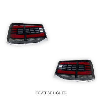Toyota LandCruiser 200 Series (2015 - 2020) Sequential Black Full LED Tail Lights LH + RH