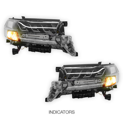 Toyota LandCruiser 200 Series (2016 - 2021) LED DRL Triple Lens Headlights LH + RH