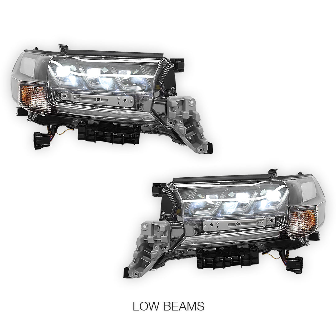 Toyota LandCruiser 200 Series (2016 - 2021) LED DRL Triple Lens Headlights LH + RH
