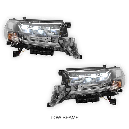 Toyota LandCruiser 200 Series (2016 - 2021) LED DRL Triple Lens Headlights LH + RH