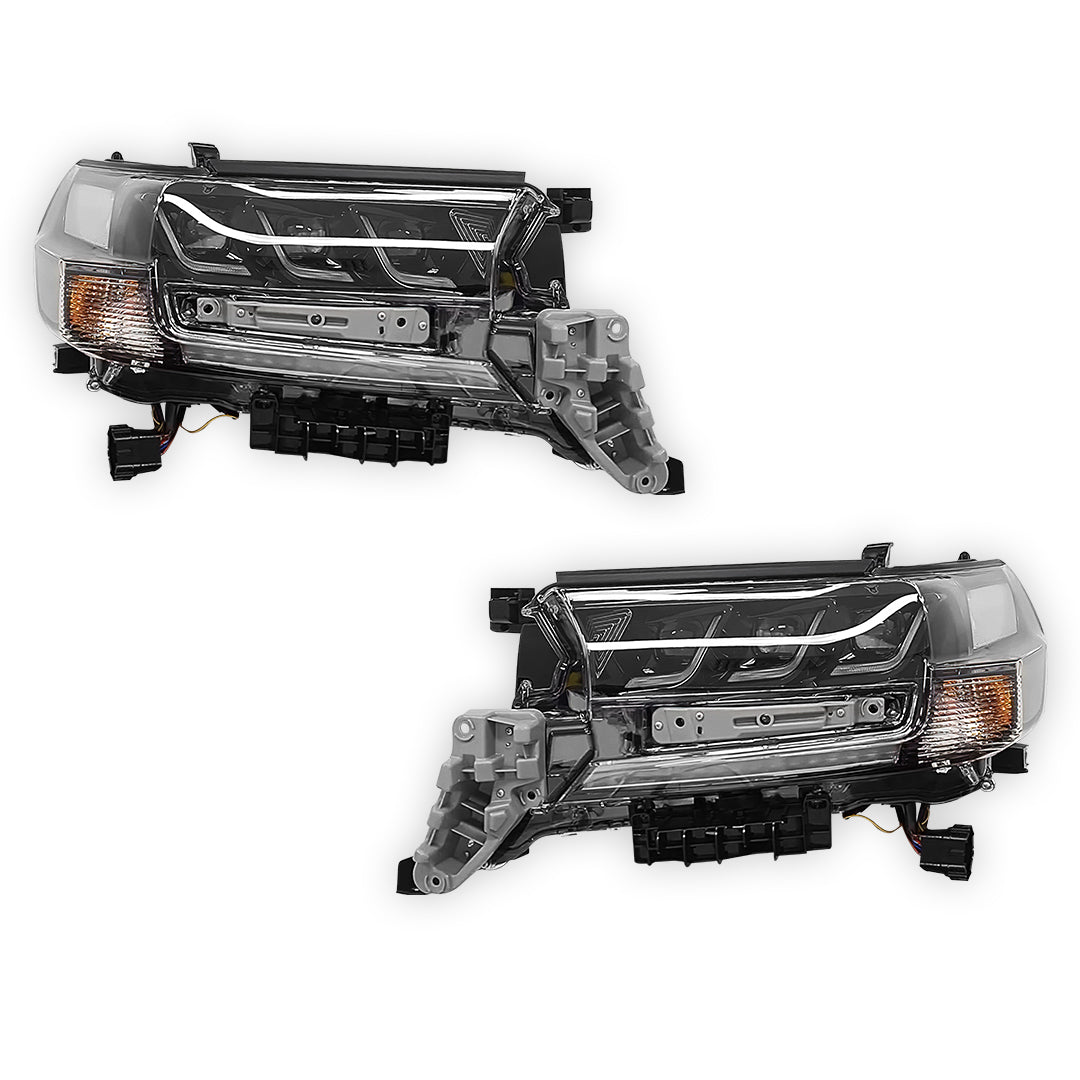 Toyota LandCruiser 200 Series (2016 - 2021) LED DRL Triple Lens Headlights LH + RH