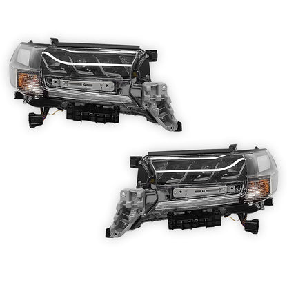 Toyota LandCruiser 200 Series (2016 - 2021) LED DRL Triple Lens Headlights LH + RH