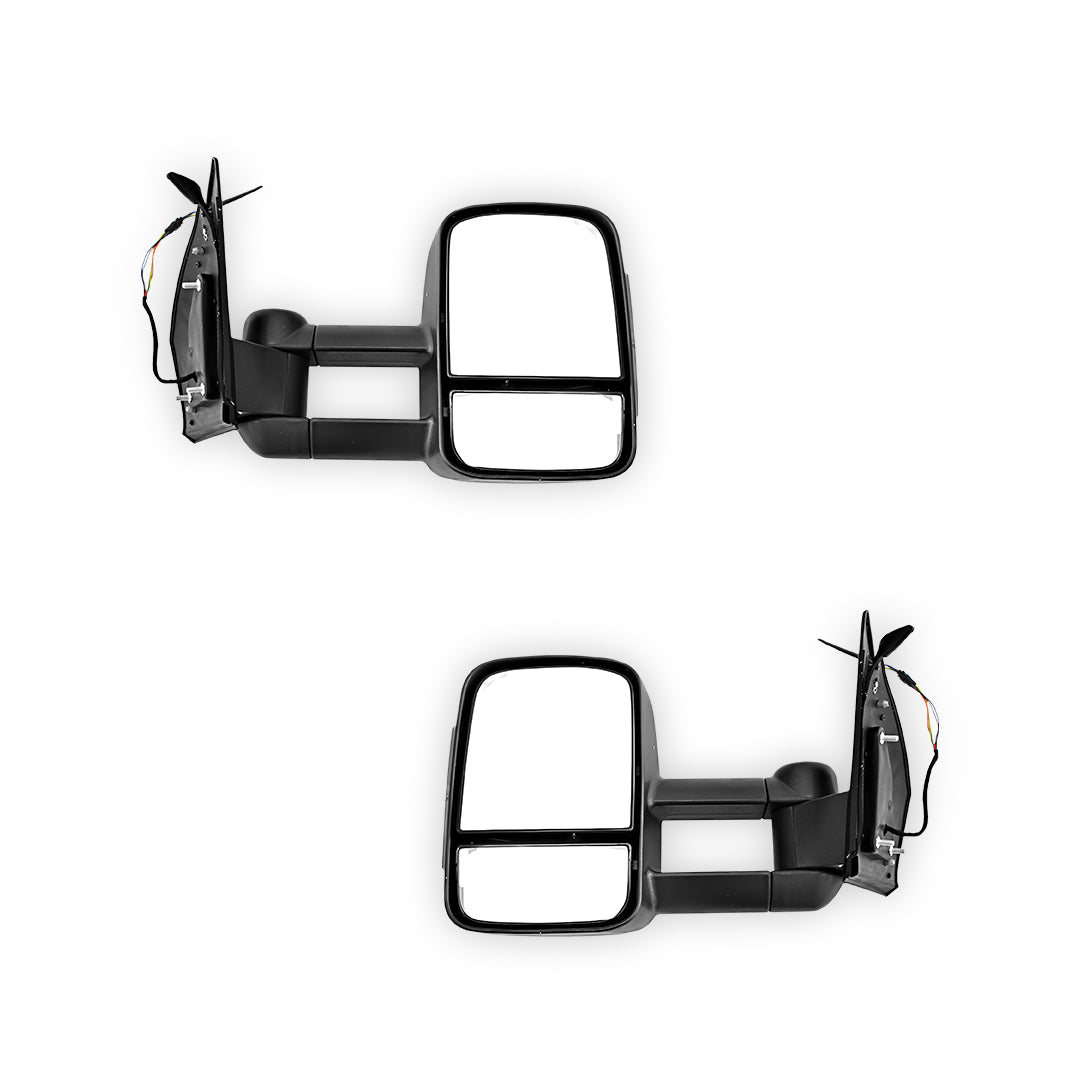 Toyota LandCruiser 200 Series (All Models) (2007 - 2021) Black Electric LED Indicators Extendable Towing Side Mirrors LH + RH