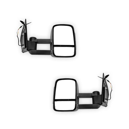 Toyota LandCruiser 200 Series (All Models) (2007 - 2021) Black Electric LED Indicators Extendable Towing Side Mirrors LH + RH