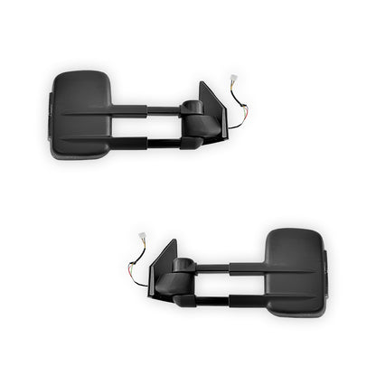 Toyota LandCruiser 200 Series (All Models) (2007 - 2021) Black Electric LED Indicators Extendable Towing Side Mirrors LH + RH