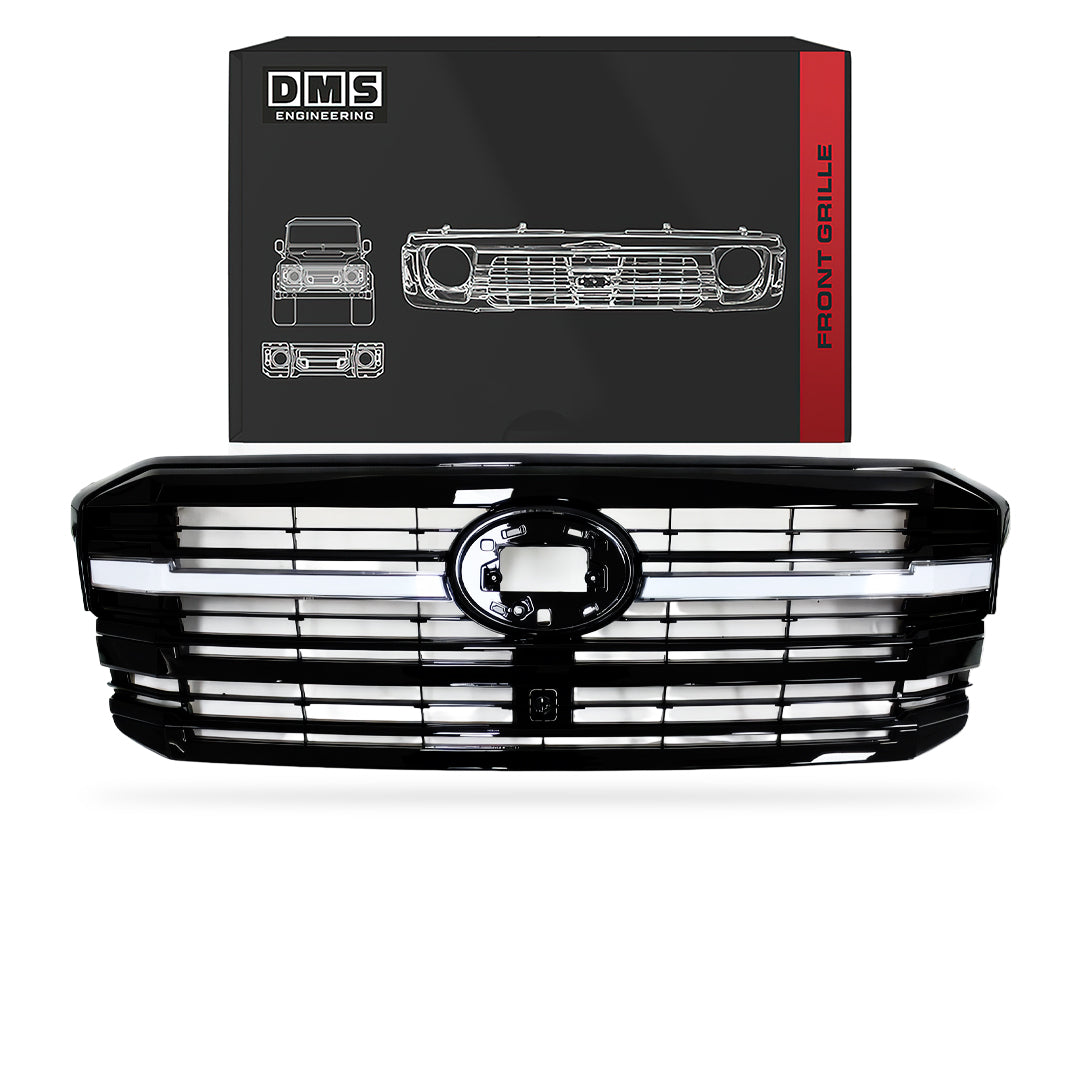 Toyota LandCruiser 300 Series (2021 - 2026) Matte Black / Silver Chrome Front LED OEM Style Grille