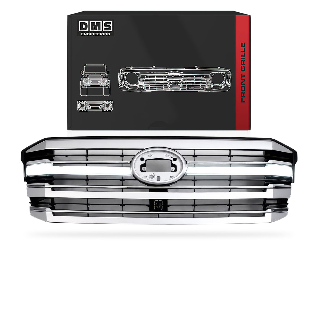 Toyota LandCruiser 300 Series (2021 - 2026) Matte Black / Silver Chrome Front LED OEM Style Grille
