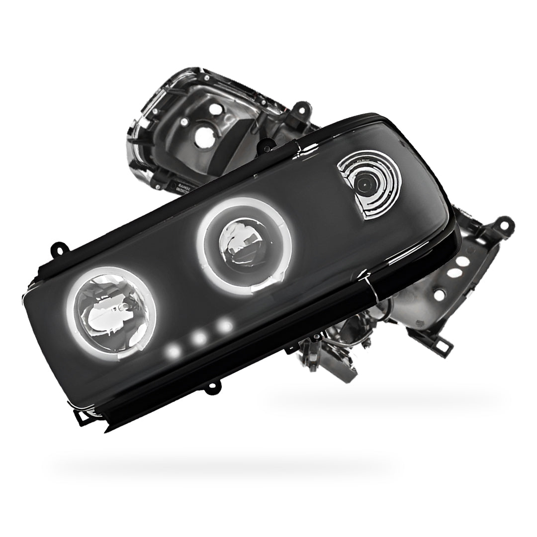 Toyota LandCruiser 80 Series FJ80 / LC80 (1990 - 1997) Black CCFL Angel Eyes Projector Headlights LH + RH