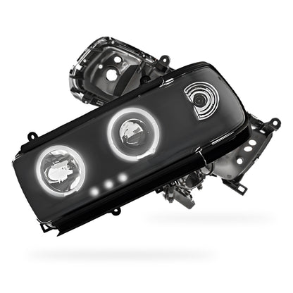 Toyota LandCruiser 80 Series FJ80 / LC80 (1990 - 1997) Black CCFL Angel Eyes Projector Headlights LH + RH