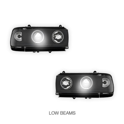 Toyota LandCruiser 80 Series FJ80 / LC80 (1990 - 1997) Black CCFL Angel Eyes Projector Headlights LH + RH