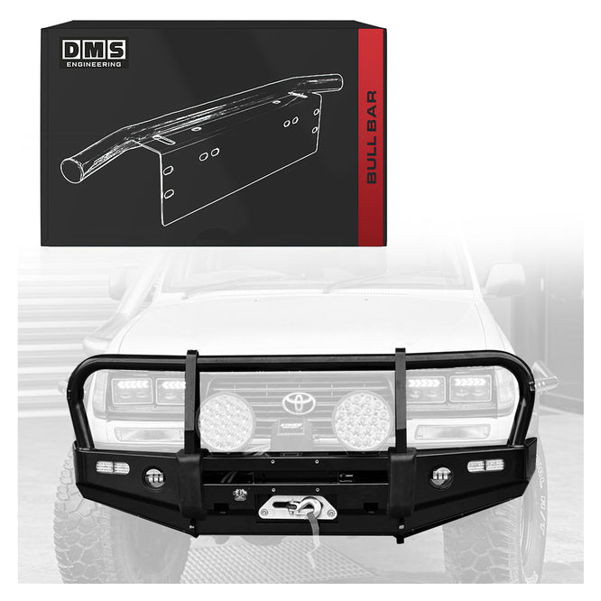 DMS Toyota LandCruiser 80 Series (1990 - 1998) Triple Hoop Steel Bull Bar + LED Lights ADR Compliant