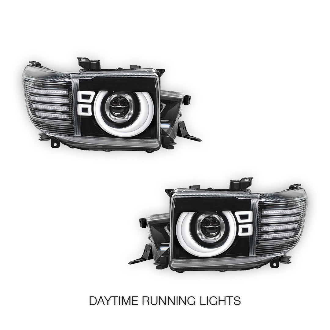 Toyota LandCruiser FJ70 / LC73 / LC76 / LC78 / LC79 Series (2023 - 2026) Black Full LED Laser Headlights LH + RH