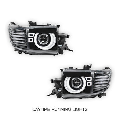 Toyota LandCruiser FJ70 / LC73 / LC76 / LC78 / LC79 Series (2023 - 2026) Black Full LED Laser Headlights LH + RH