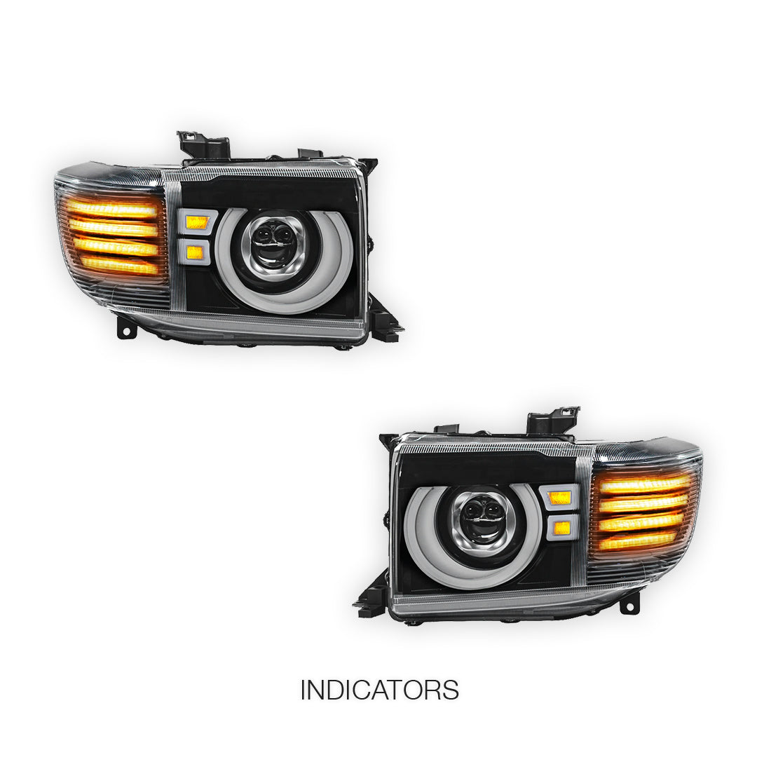 Toyota LandCruiser FJ70 / LC73 / LC76 / LC78 / LC79 Series (2023 - 2026) Black Full LED Laser Headlights LH + RH