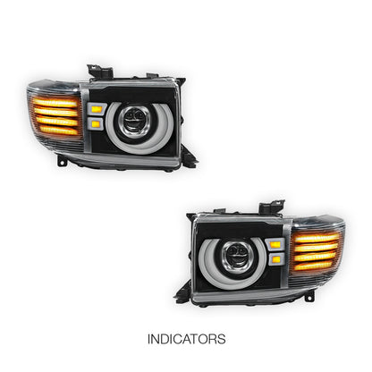 Toyota LandCruiser FJ70 / LC73 / LC76 / LC78 / LC79 Series (2023 - 2026) Black Full LED Laser Headlights LH + RH