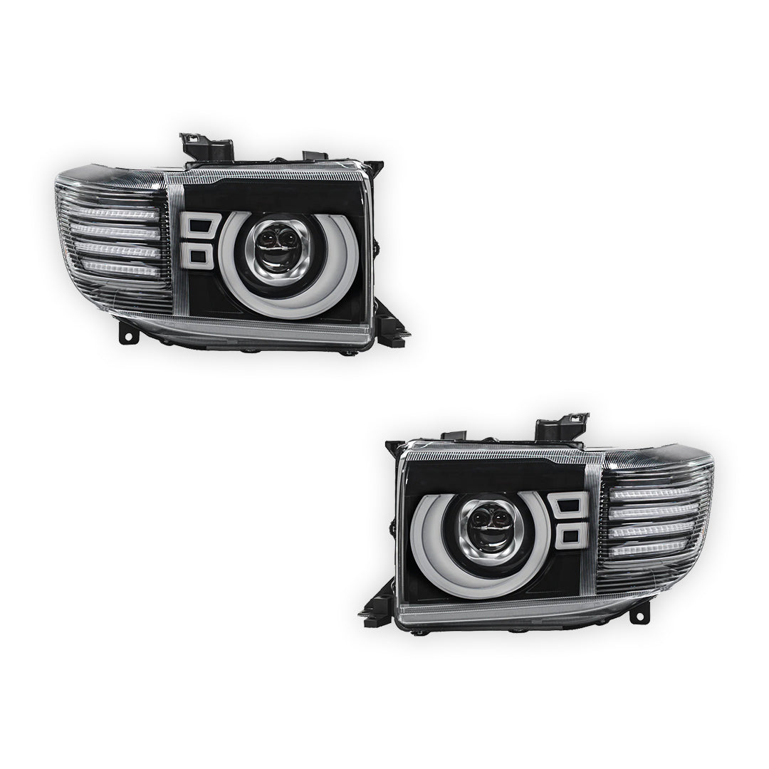 Toyota LandCruiser FJ70 / LC73 / LC76 / LC78 / LC79 Series (2023 - 2026) Black Full LED Laser Headlights LH + RH