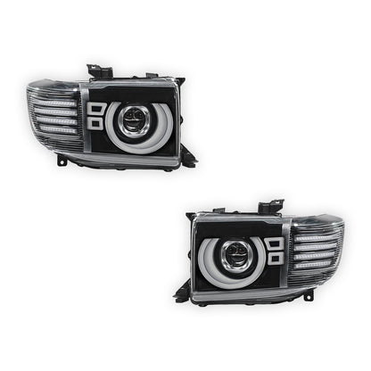 Toyota LandCruiser FJ70 / LC73 / LC76 / LC78 / LC79 Series (2023 - 2026) Black Full LED Laser Headlights LH + RH