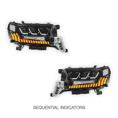 Toyota LandCruiser LC200 / FJ200 Series (2015 - 2021) Sequential Full LED DRL Headlights LH + RH