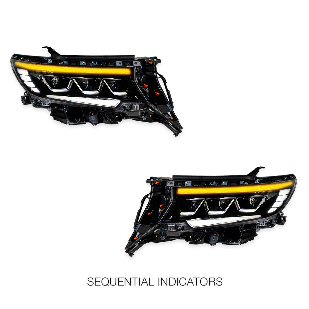 Toyota LandCruiser Prado 150 Series LC150 / FJ150 / GXL / Kakadu / VX (2018 - 2023) Full LED DRL With Sequential Indicator Headlights LH + RH