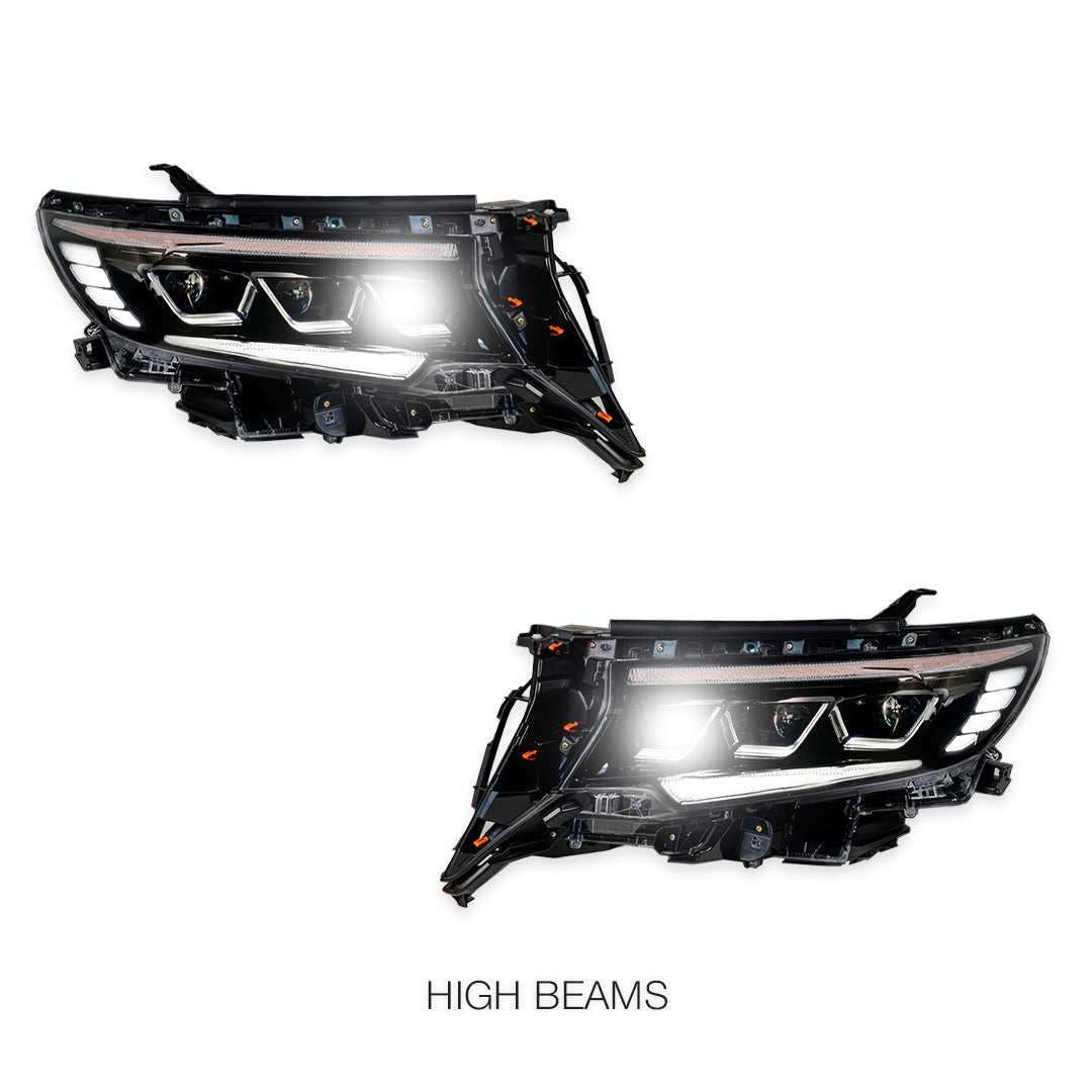 Toyota LandCruiser Prado 150 Series LC150 / FJ150 / GXL / Kakadu / VX (2018 - 2023) Full LED DRL With Sequential Indicator Headlights LH + RH