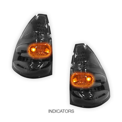 Toyota LandCruiser Prado FJ120 / LC120 Series (2003 - 2009) Smoked Black LED Tail Lights LH + RH