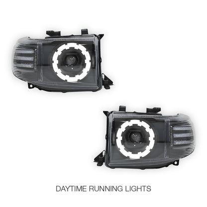 Toyota LandCruiser VDJ 70 / 76 / 78 / 79 Series (2007 - 2023) LED Halo Ring Headlights LH + RH