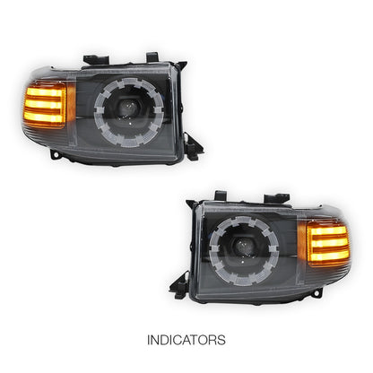 Toyota LandCruiser VDJ 70 / 76 / 78 / 79 Series (2007 - 2023) LED Halo Ring Headlights LH + RH