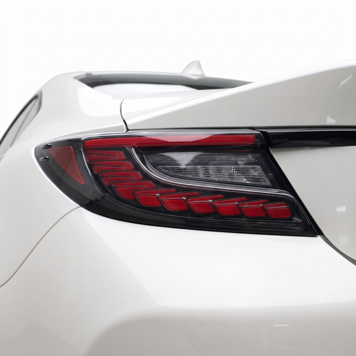 Toyota 86 2nd Gen. (2022 - 2024) Clear White Dragon-Scale Style Sequential LED Tail Lights LH + RH installed close-up