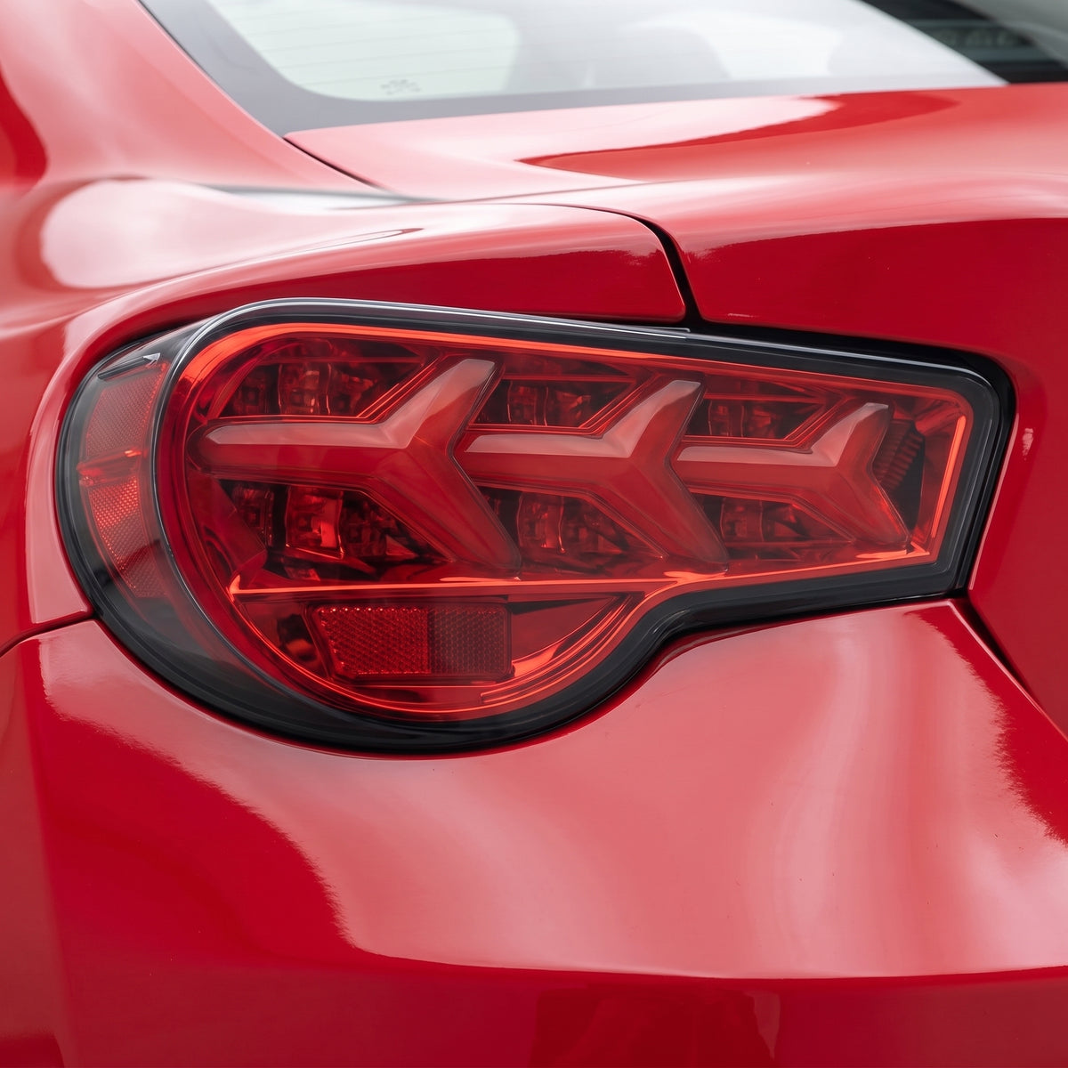 Toyota 86 (2012 - 2021) Lambo Style Sequential Full LED Tail Lights LH + RH installed close-up