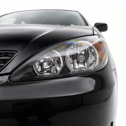 Toyota Camry CV36 Series 1 (2002 - 2004) Black OEM Style Headlights LH + RH installed close-up