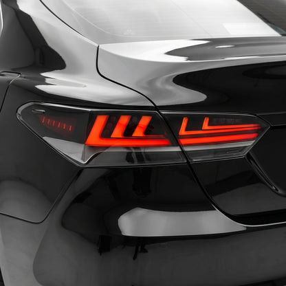 Toyota Camry XV70 (2018 - 2024) JDM Smoked Black Sequential 3D LED Stripe Bar Tail Lights LH + RH