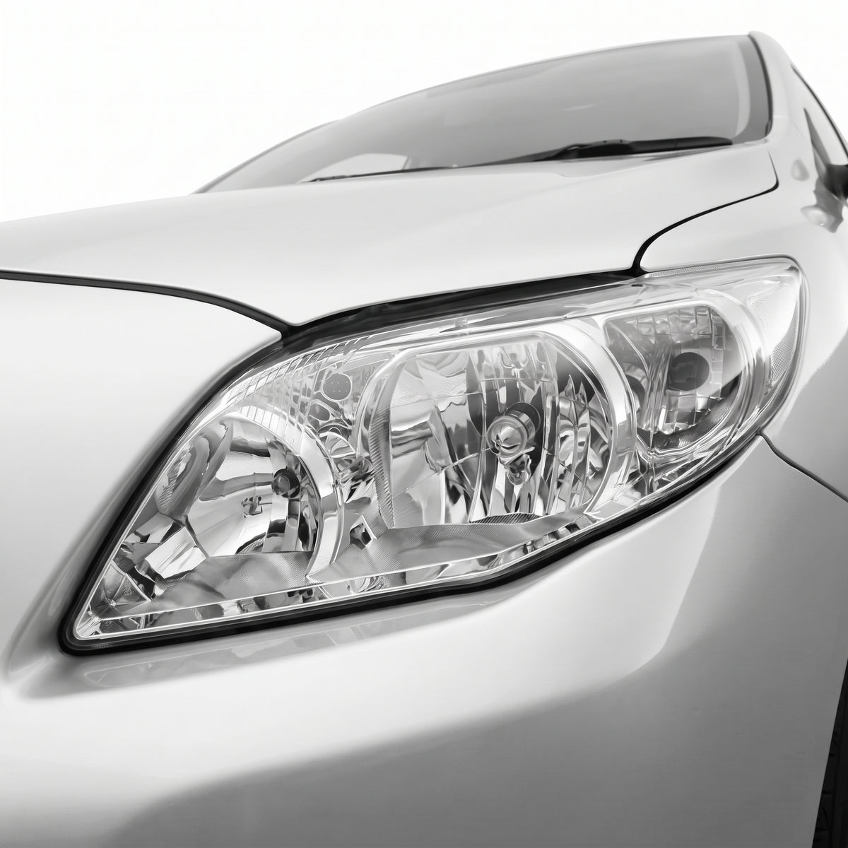 Toyota Corolla E150 (2010 - 2013) OEM Style Non-Xenon Headlights LH + RH installed close-up