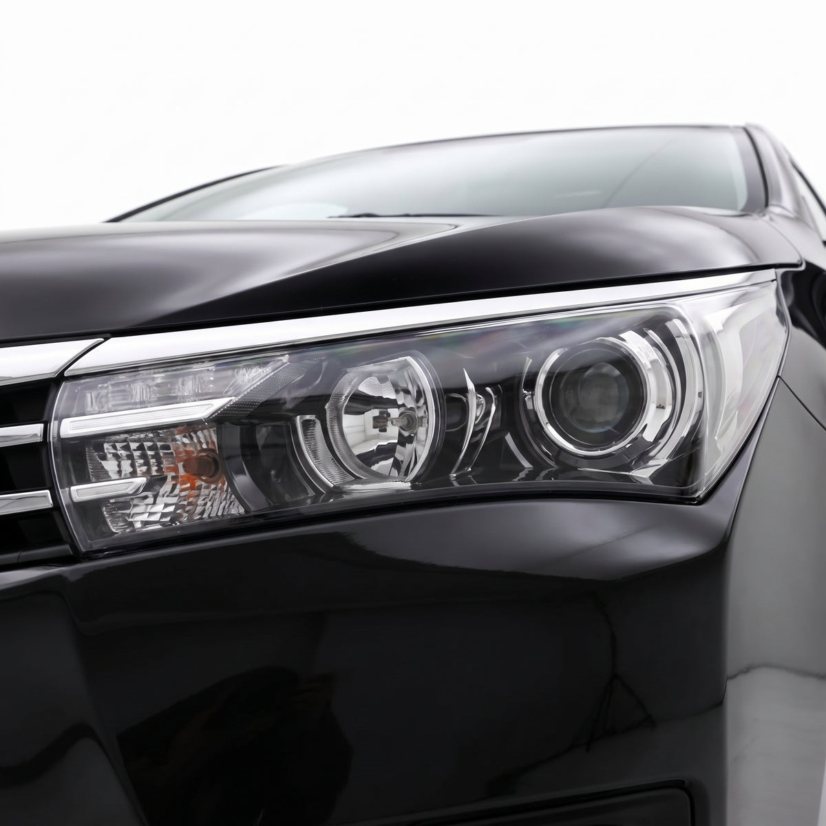 Toyota Corolla E170 (2013 - 2016) OEM Style LED Headlights LH + RH installed close-up