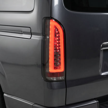 Toyota HiAce H200 (2005 - 2018) Smoked Black Full 3D LED Stripe Tail Lights LH + RH