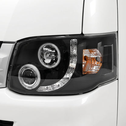Toyota HiAce H200 (2011 - 2014) CCFL Angel-Eyes LED DRL Projector Headlights LH + RH