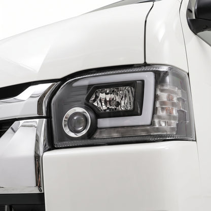 Toyota HiAce H200 (2015 - 2019) LED DRL Projector Headlights LH + RH installed close-up