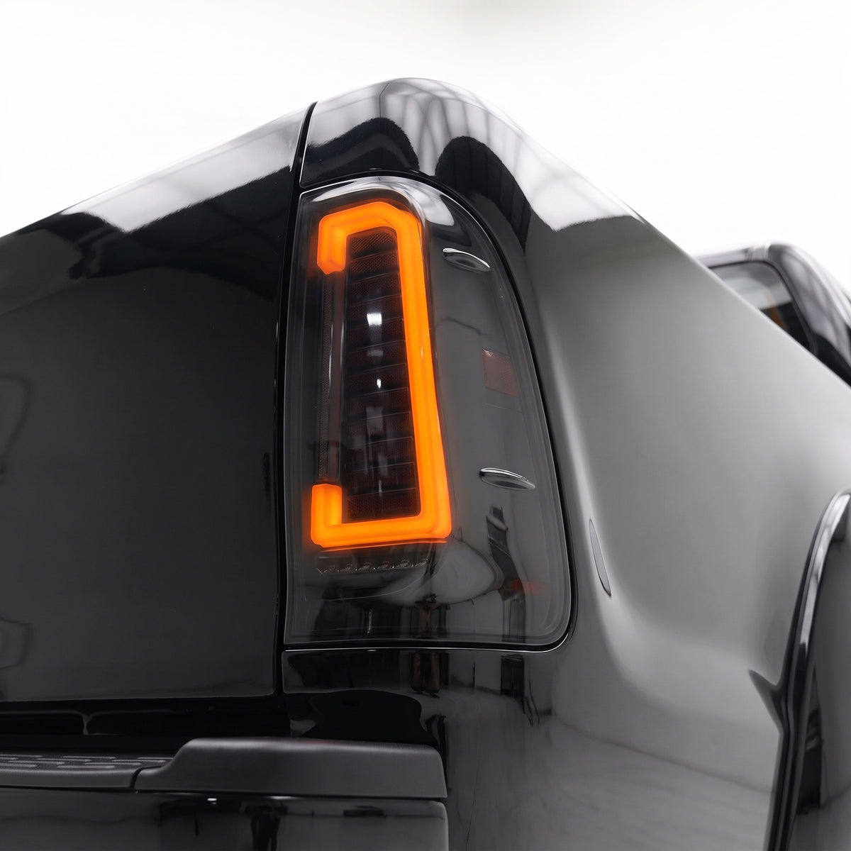 Toyota HiLux N70 / Vigo (2004 - 2015) Smoked Black Sequential Full 3D LED Tail Lights LH + RH installed close-up