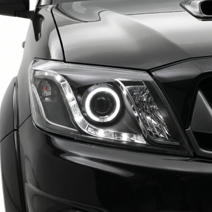 Toyota HiLux Vigo N70 (2011 - 2015) CCFL Angel-Eyes LED DRL Projector Headlights LH + RH