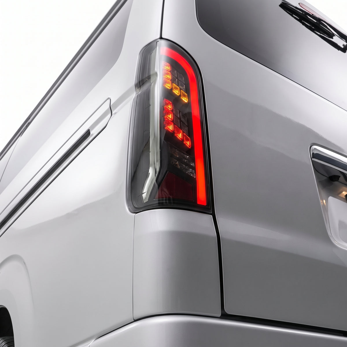 Toyota Hiace H200 (2005 - 2018) Sequential Smoked Tail Lights LH + RH installed close-up